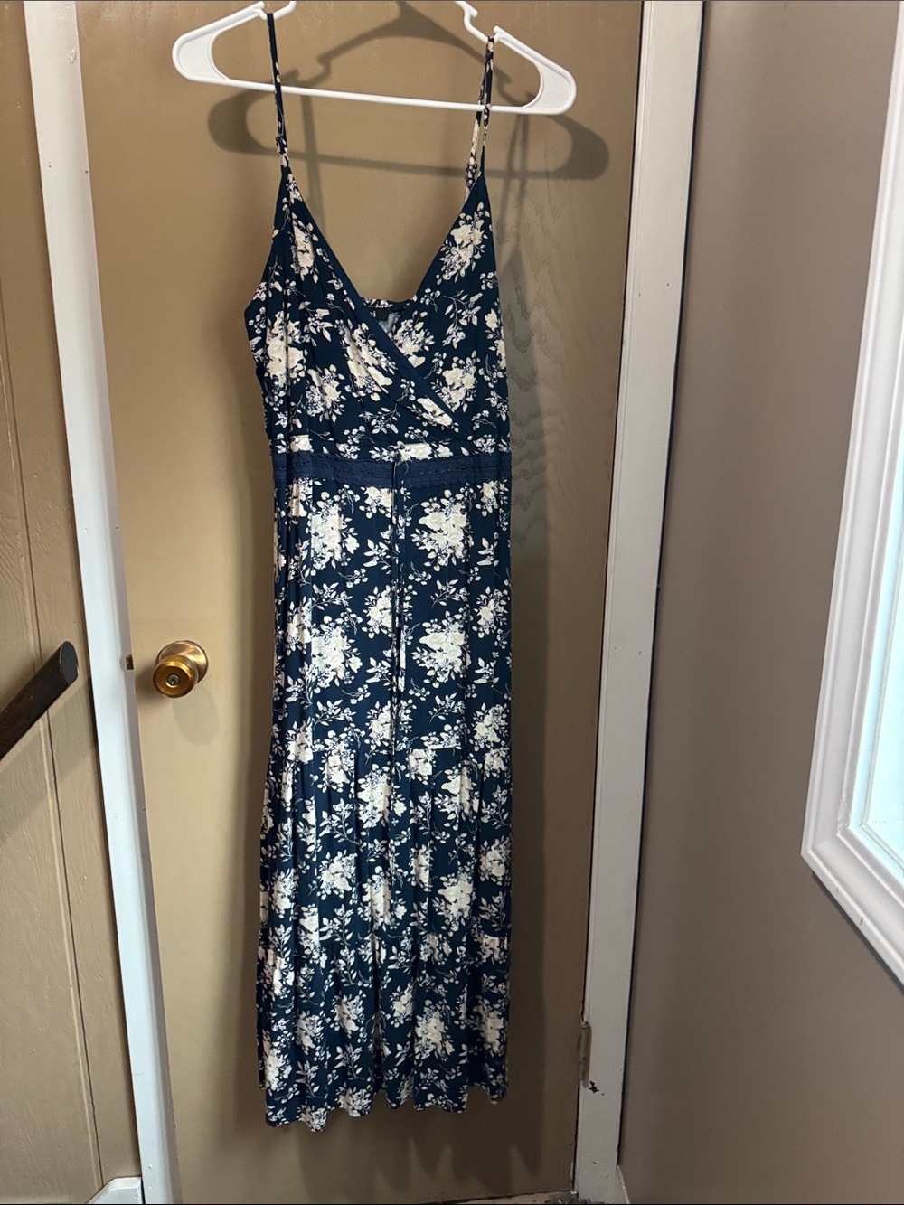 Trixxi Navy and White Floral Wrap Maxi Dress